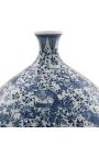 Large round vase "Blue River" in enamelled blue ceramic