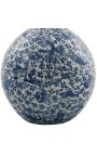 Large round vase "Blue River" in enamelled blue ceramic