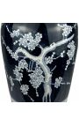 Cylindrical pot "Tree of life" made of enamelled blue ceramic - Size XL