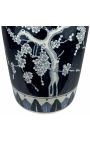 Cylindrical pot "Tree of life" made of enamelled blue ceramic - Size XL