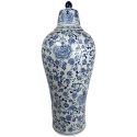 Grand pot cylindrique "Nouvel Empereur" en céramique bleu émaillé