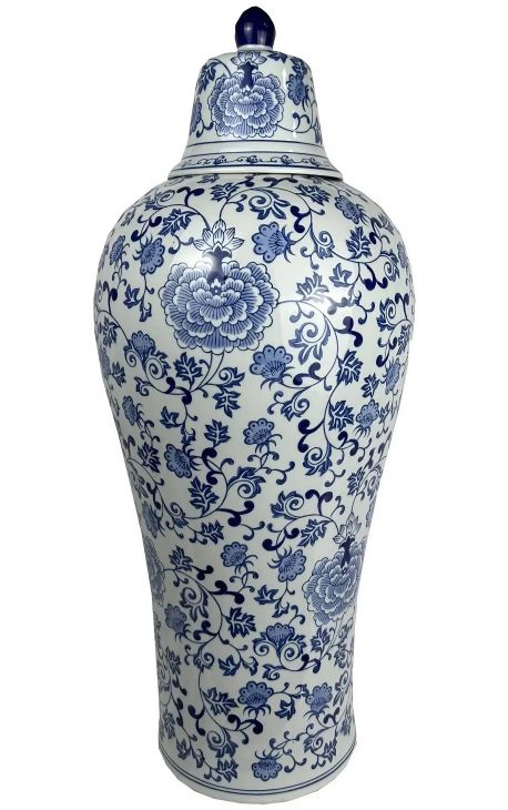 Grand pot cylindrique "Nouvel Empereur" en céramique bleu émaillé