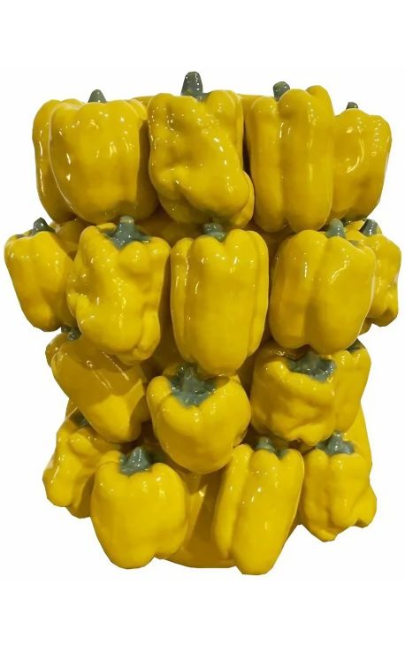 Yellow pepper vase in enamelled porcelain