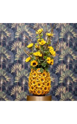 Sunflower vase in enamelled porcelain