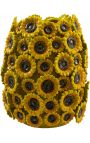 Sunflower vase in enamelled porcelain