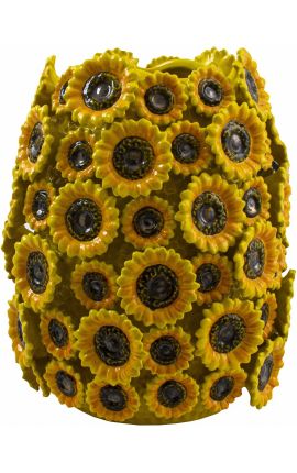 Sunflower vase in enamelled porcelain