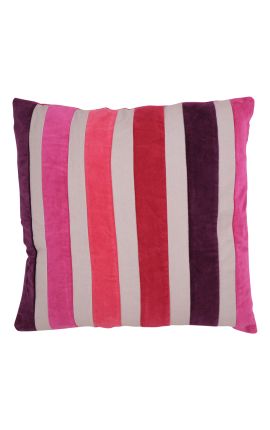 Square cushion in cotton with multicolor stripes 45 x 45