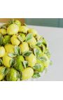 Green and yellow lemon bouquet decoration in enamelled porcelain