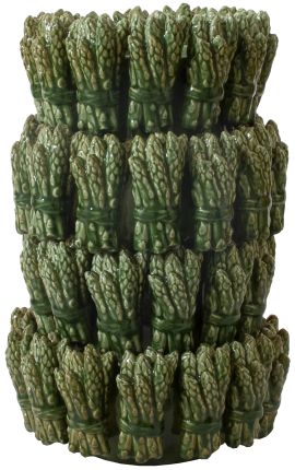 Green asparagus vase in enamelled porcelain