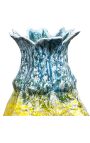 Vase au décor de poivrons jaunes en porcelaine émaillé