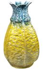 Green and yellow lemon vase in enamelled porcelain