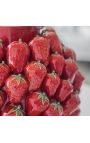 Round vase with strawberry decoration in enamelled porcelain