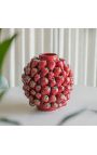 Round vase with strawberry decoration in enamelled porcelain