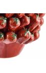 Round vase with strawberry decoration in enamelled porcelain