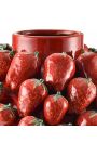 Vaso rotondo con decorazione di fragole in porcellana smaltata