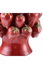 Vaso cilindrico decorato con fragole in porcellana smaltata