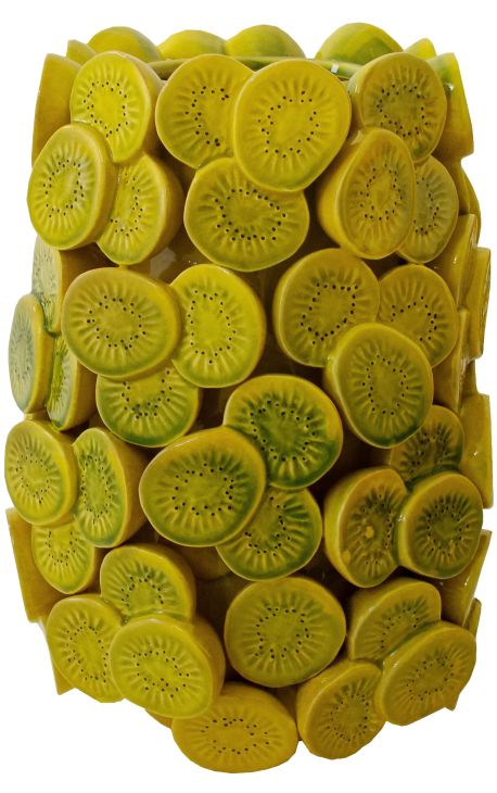 Vaso con decorazione kiwi in porcellana smaltata