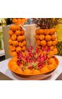 Large decorative fruit cup with orange decoration in enamelled porcelain