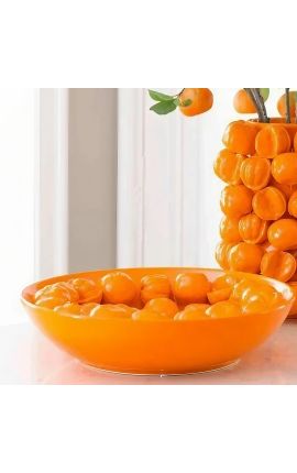 Grande coupe décorative au décor d&#039;oranges en porcelaine émaillé