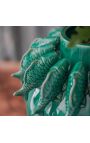 Large green vase with fish decoration in enamelled porcelain