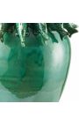 Large green vase with fish decoration in enamelled porcelain