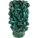 Large green vase with shell decoration in enamelled porcelain