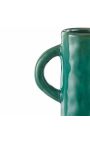 Grande vaso verde con decorazione in guscio porcellana smaltata con manici