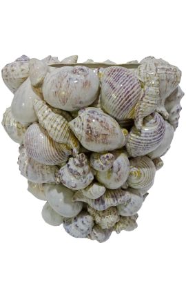 Vase au décor d'escargots de mer en porcelaine émaillé