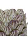 Jarrón cilíndrico beige con decoración de conchas en porcelana esmaltada