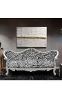 Barok Sofa Napoléon III Zebra gedrukte stof en zilver hout