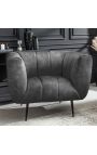 Fauteuil LETO en velours gris foncé avec pieds noirs