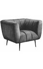 Fauteuil LETO en velours gris foncé avec pieds noirs