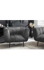 Fauteuil LETO en velours gris foncé avec pieds noirs