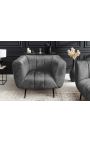 Fauteuil LETO en velours gris foncé avec pieds noirs