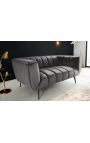 LETO 2-seater sofa in dark grey velvet with black legs