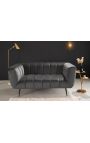 LETO 2-seater sofa in dark grey velvet with black legs