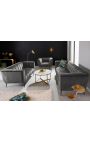 LETO 2-seater sofa in dark grey velvet with black legs