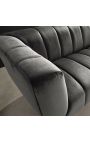 LETO 2-seater sofa in dark grey velvet with black legs