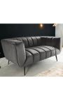 LETO 2-seater sofa in dark grey velvet with black legs