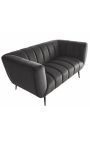 LETO 2-seater sofa in dark grey velvet with black legs