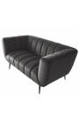 LETO 2-seater sofa in dark grey velvet with black legs