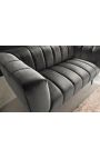 LETO 2-seater sofa in dark grey velvet with black legs