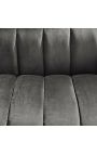 LETO 2-seater sofa in dark grey velvet with black legs