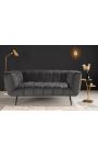 LETO 2-seater sofa in dark grey velvet with black legs