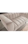 LETO 2-seater sofa in champagne-coloured velvet with black legs