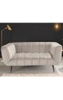 LETO 2-seater sofa in champagne-coloured velvet with black legs