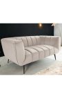 LETO 2-seater sofa in champagne-coloured velvet with black legs