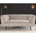 LETO 2-seater sofa in champagne-coloured velvet with black legs