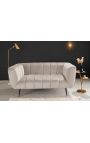 LETO 2-seater sofa in champagne-coloured velvet with black legs