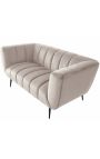 LETO 2-seater sofa in champagne-coloured velvet with black legs